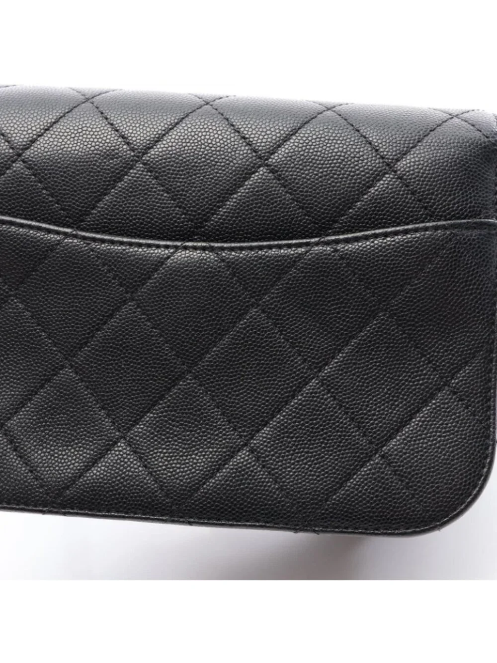 Chanel Shoulder Bag Quilted Black Caviar Leather Chain